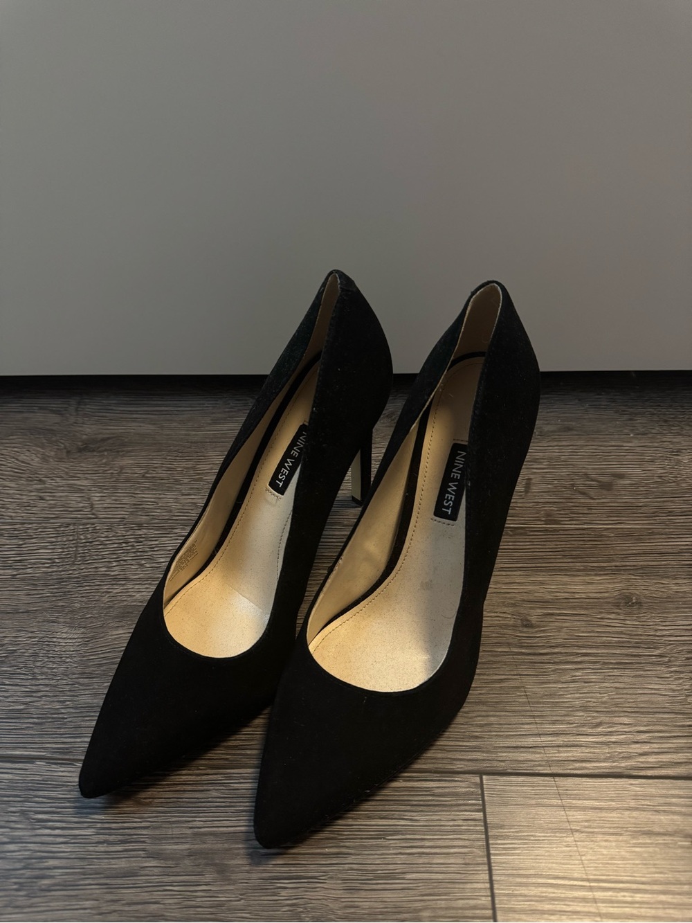 Nine West Black Suede Pointed-Toe High Heels